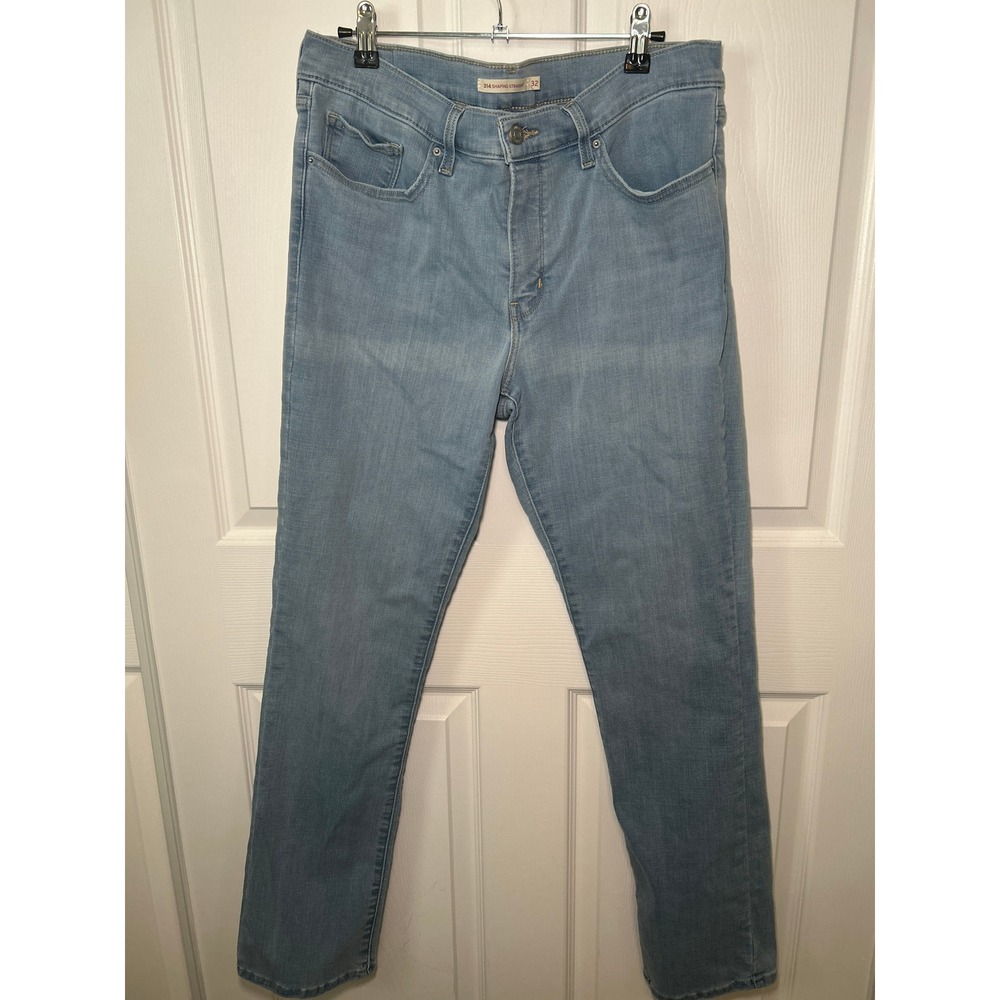 Levi's 314 Shaping Straight‎ Jeans Light Wash Denim Comfort Stretch Size 32
